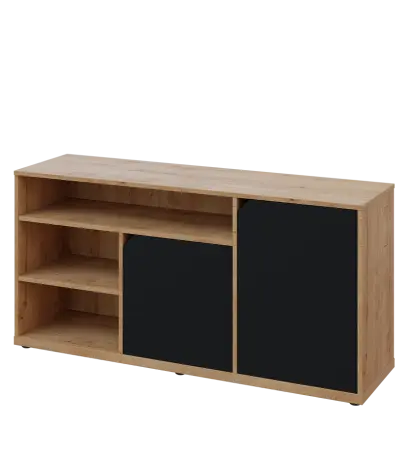 KU2-15DN3 P skříňka nízká 2-dveřová, nika, 740x1522x400, provedení pravé, dub lite/černá